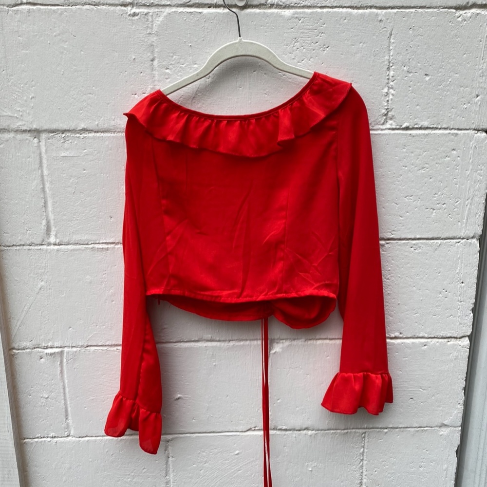 Princess Polly Red Ruffle Top - Picture 2 of 4